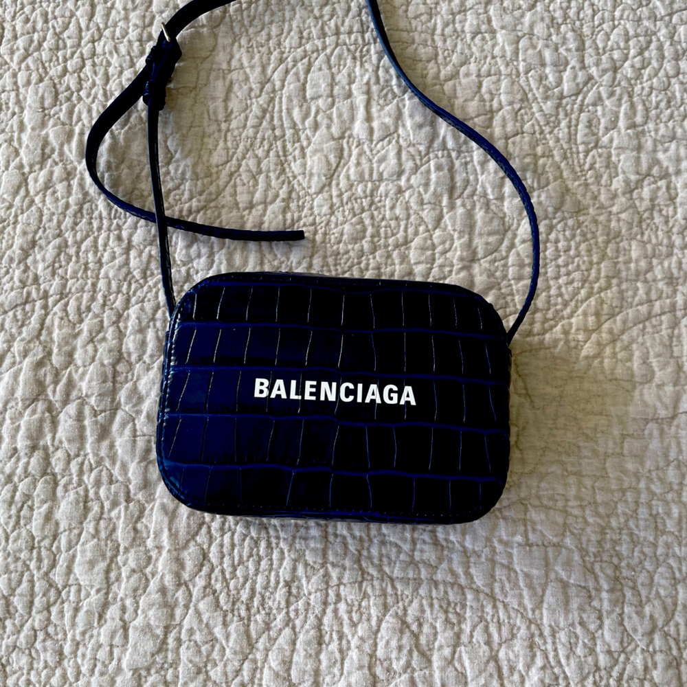Balenciaga Extra Small Everyday AJ Croc Embossed Calfskin Leather Camera Bag